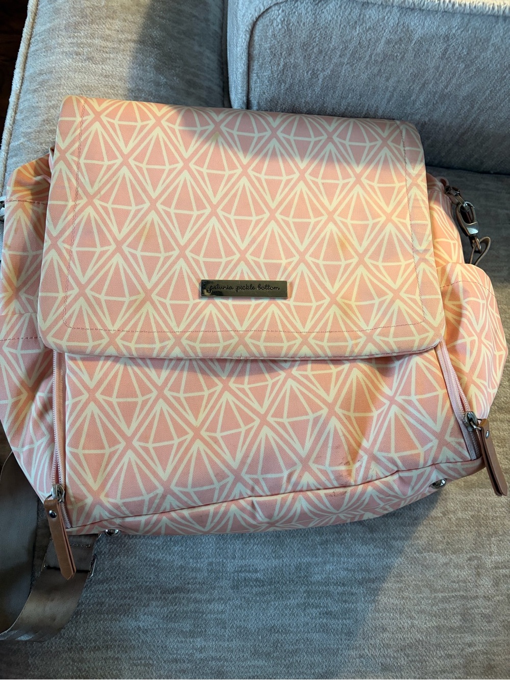 Petunia Pickle Bottom Pink Geometric Messenger Bag